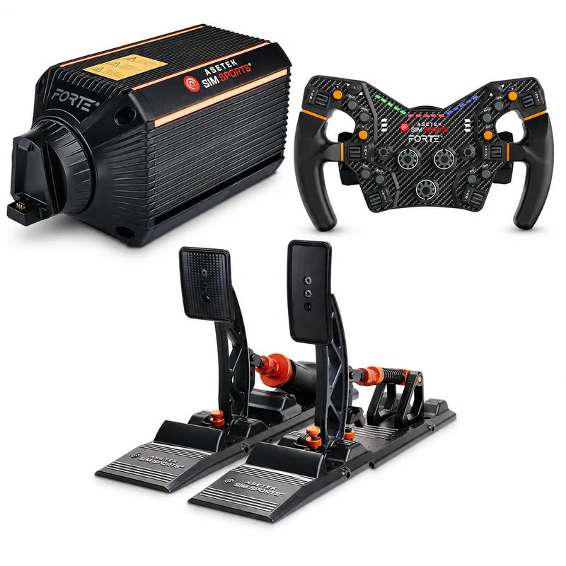 Asetek SimSports® Forte™ 18Nm, Forte Formula Steering Wheel & Forte Pedals S-Series Bundle - Asetek SimSports - Sim Race Webshop product image 1
