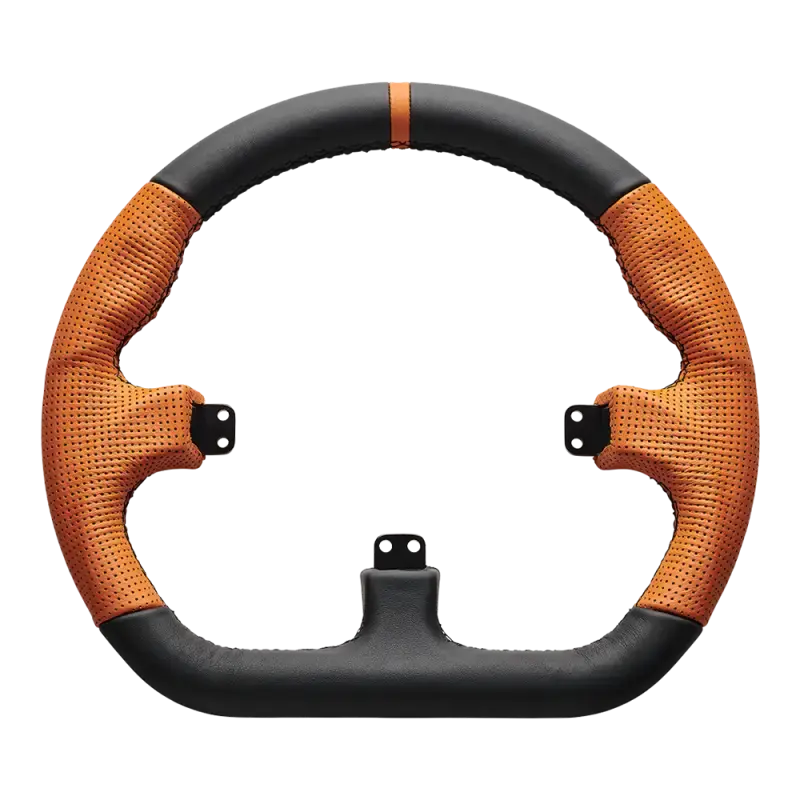 Asetek SimSports closed D orange leather rim - Asetek SimSports - Sim Race Webshop product image 1