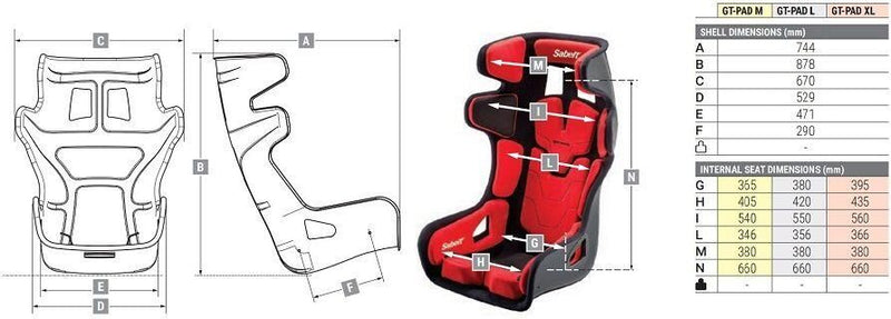 Sabelt GT-PAD FIA Racing Seat Shell