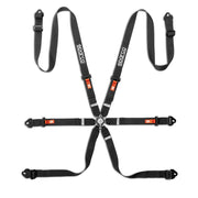 Sparco Competition H-2 Pull-Up 6-Point Harness — Black