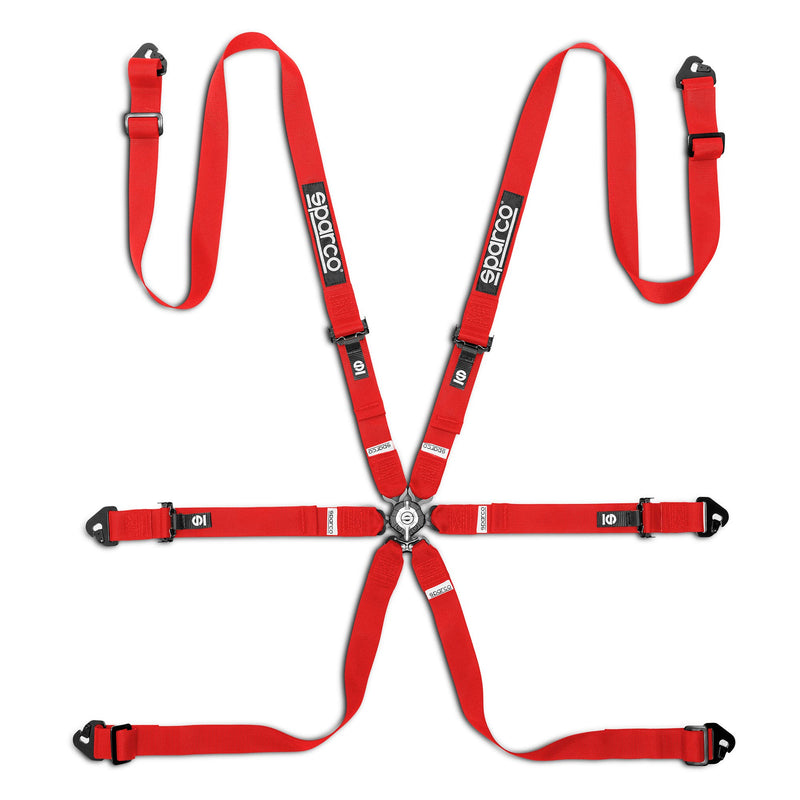 Sparco Competition H-2 Pull-Up 6-Point Harness — Red