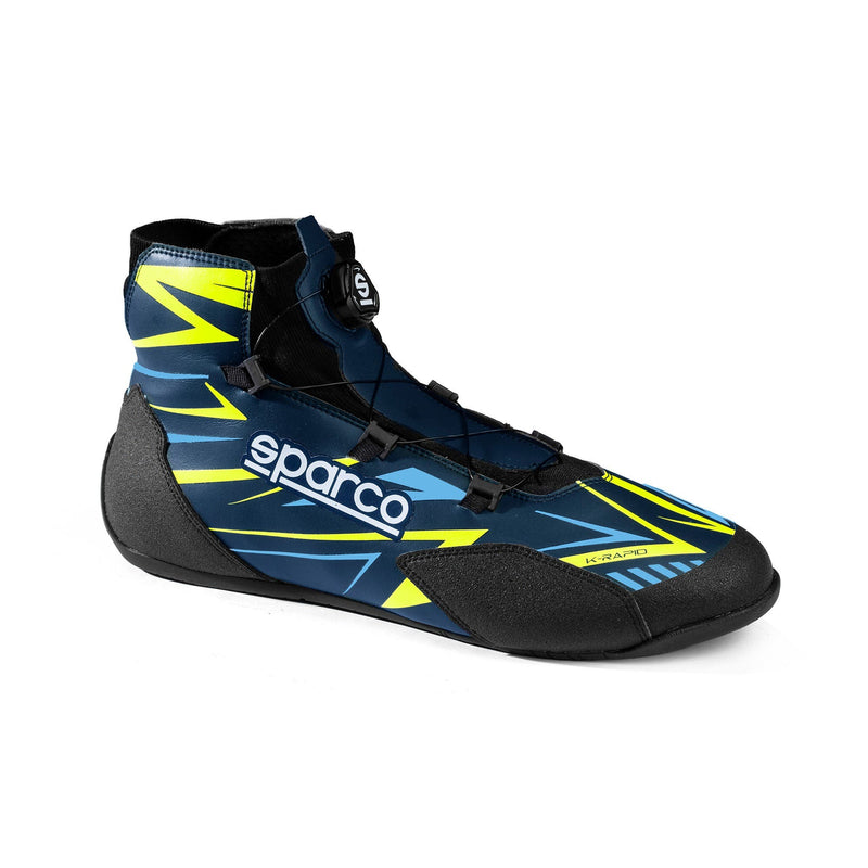 Sparco K-Rapid (Rotor) Shoes — Marine Blue/Fluorescent Yellow