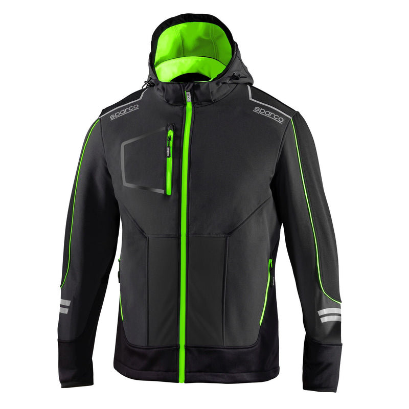 Sparco Tech York Softshell Jacket — Grey/Green
