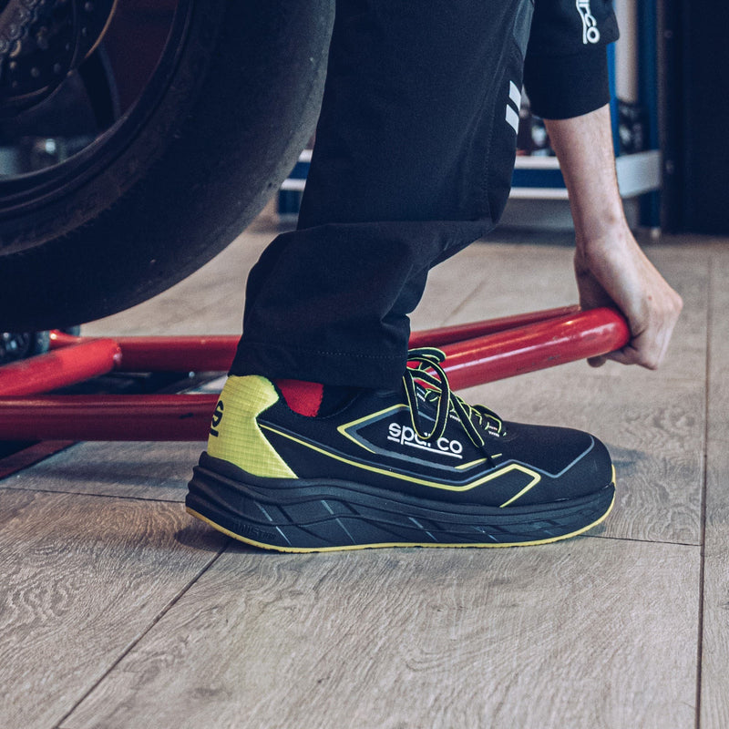 Sparco Safety Shoes S1PS Teamwork Luton ESD Sneaker Unisex Black/Fluorescent Green — Black/Yellow fluo